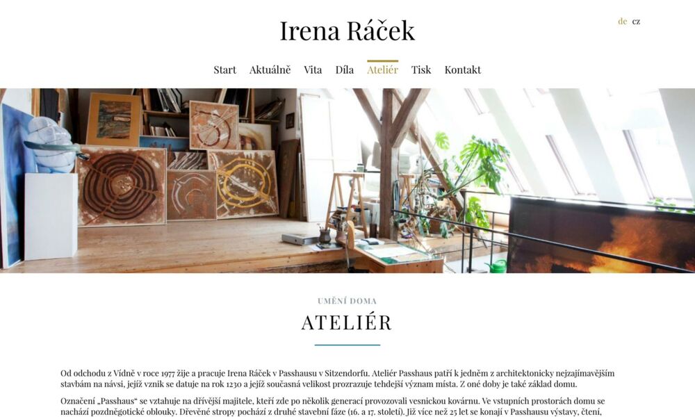 Irena Ráček. Design, Coding & Realisation: © Jan Kout. irena-racek.at