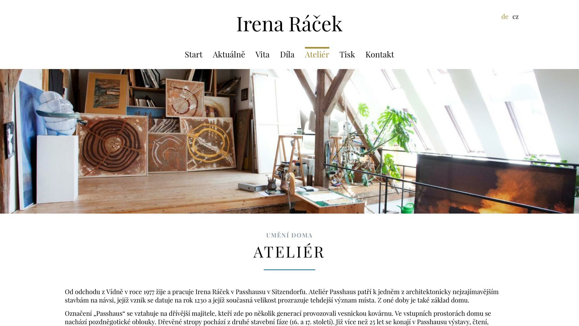 Irena Ráček. Design, Coding & Realisation: © Jan Kout. irena-racek.at